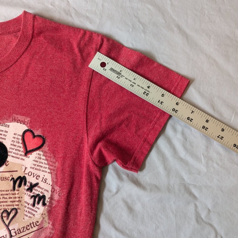 Disney Mickey and Minnie Mouse valentine shirt love, red, romantic EUC size L - Picture 3 of 7